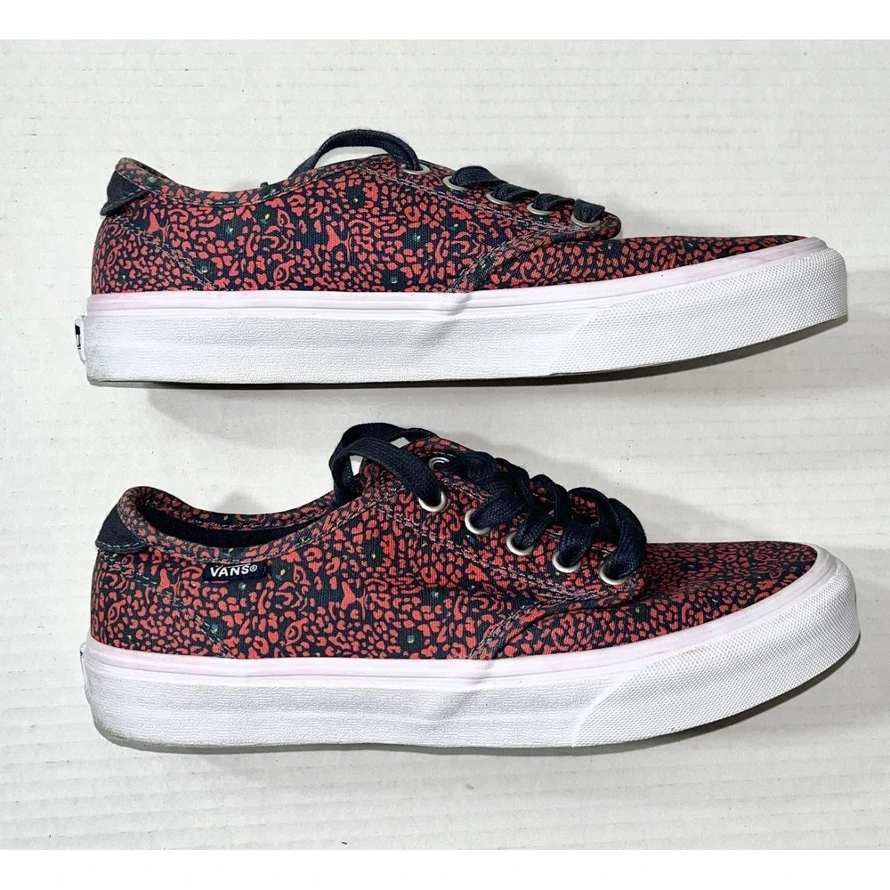 Vans Sneakers Women's 8‎ Red Blue Floral Tropical Skater Hawaiian